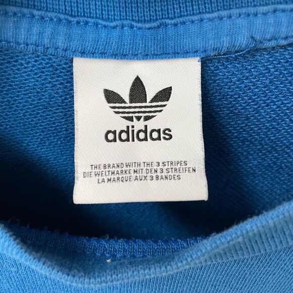 Adidas Blue Texture Trefoil Crew Neck Sweatshirt XS - Picture 4 of 8